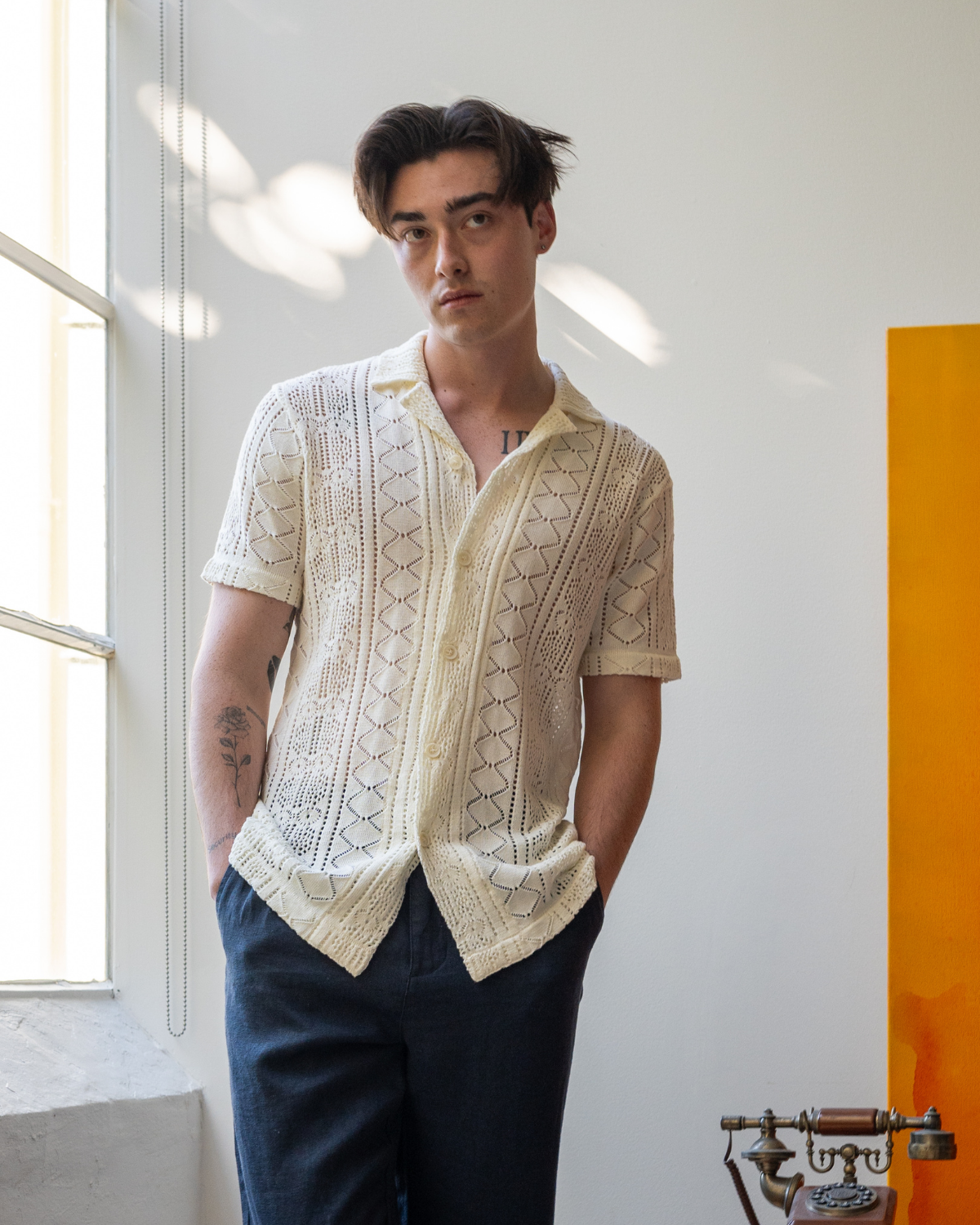 Cinetto Knit S/S Shirt - Cream