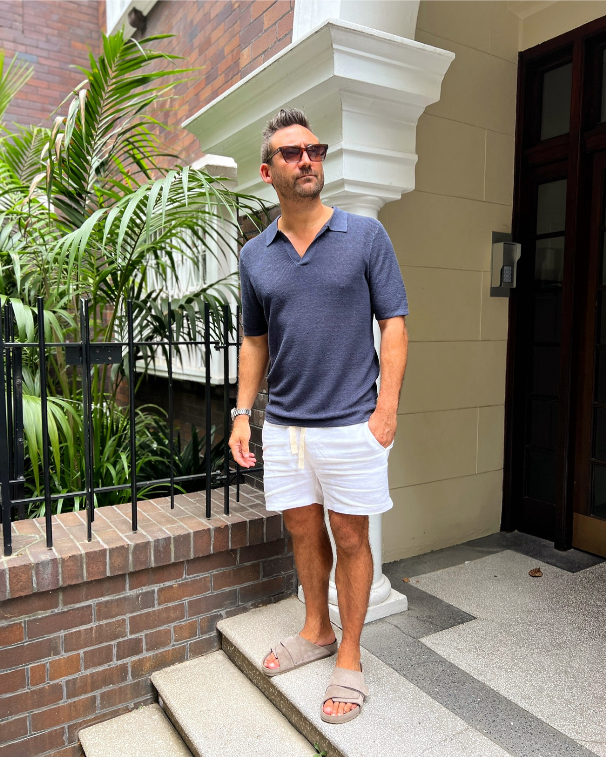 Lucca Linen Polo Midnight