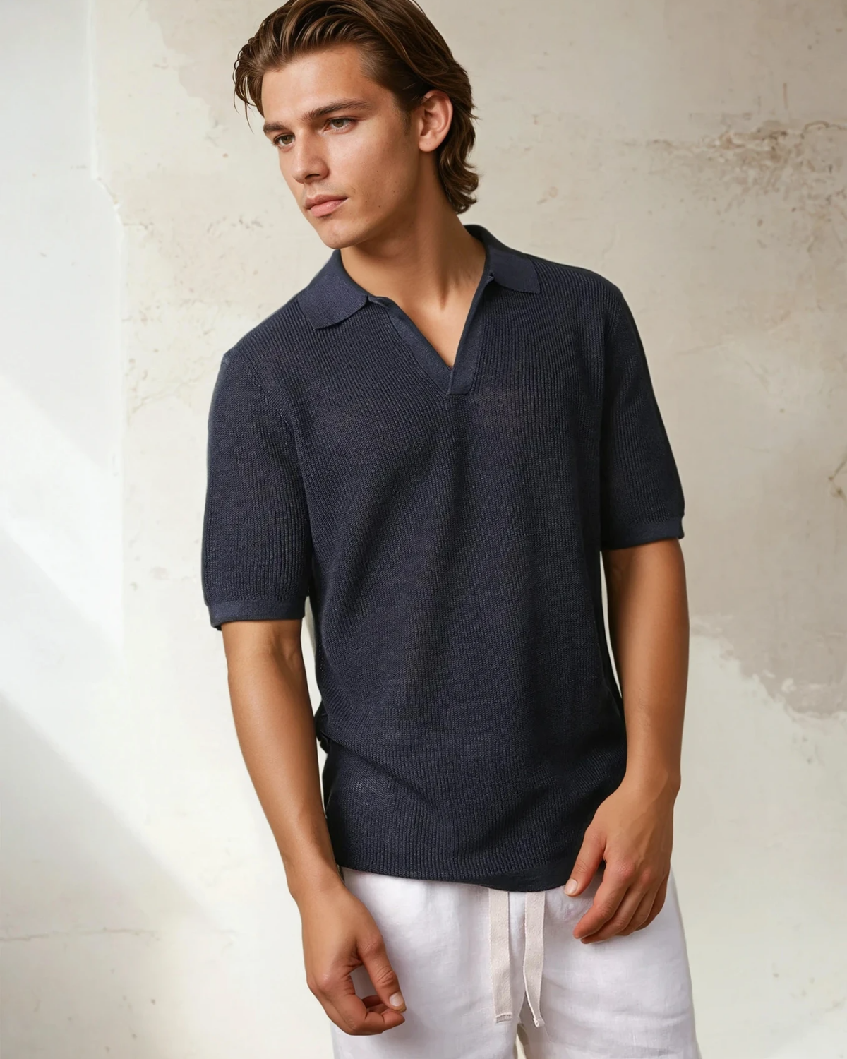 Lucca Linen Polo Midnight