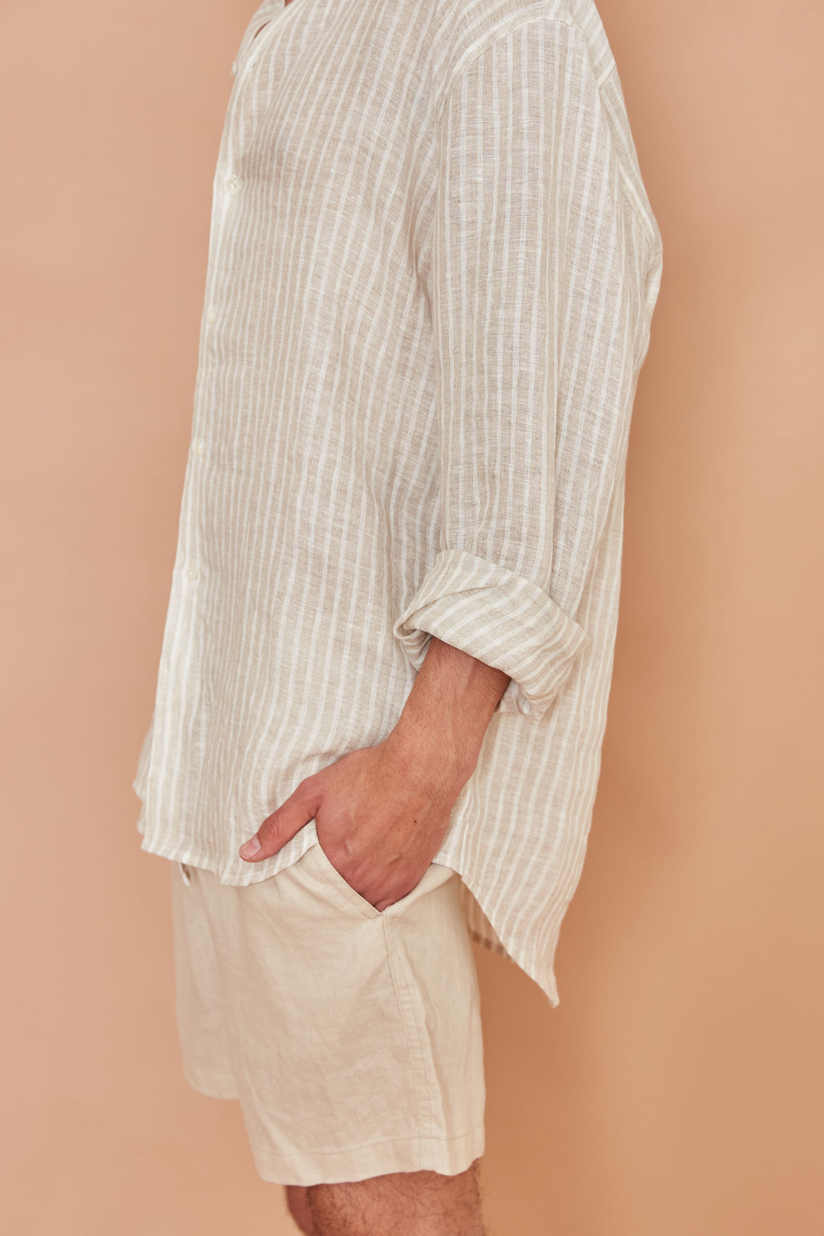 Amalfi Linen Shirt Beige Stripe