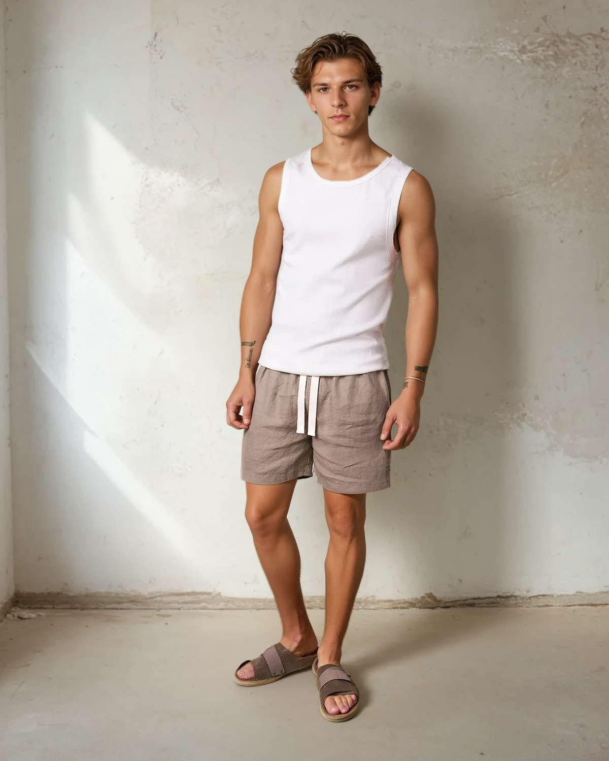 Amalfi Stripe Linen Short - Stone