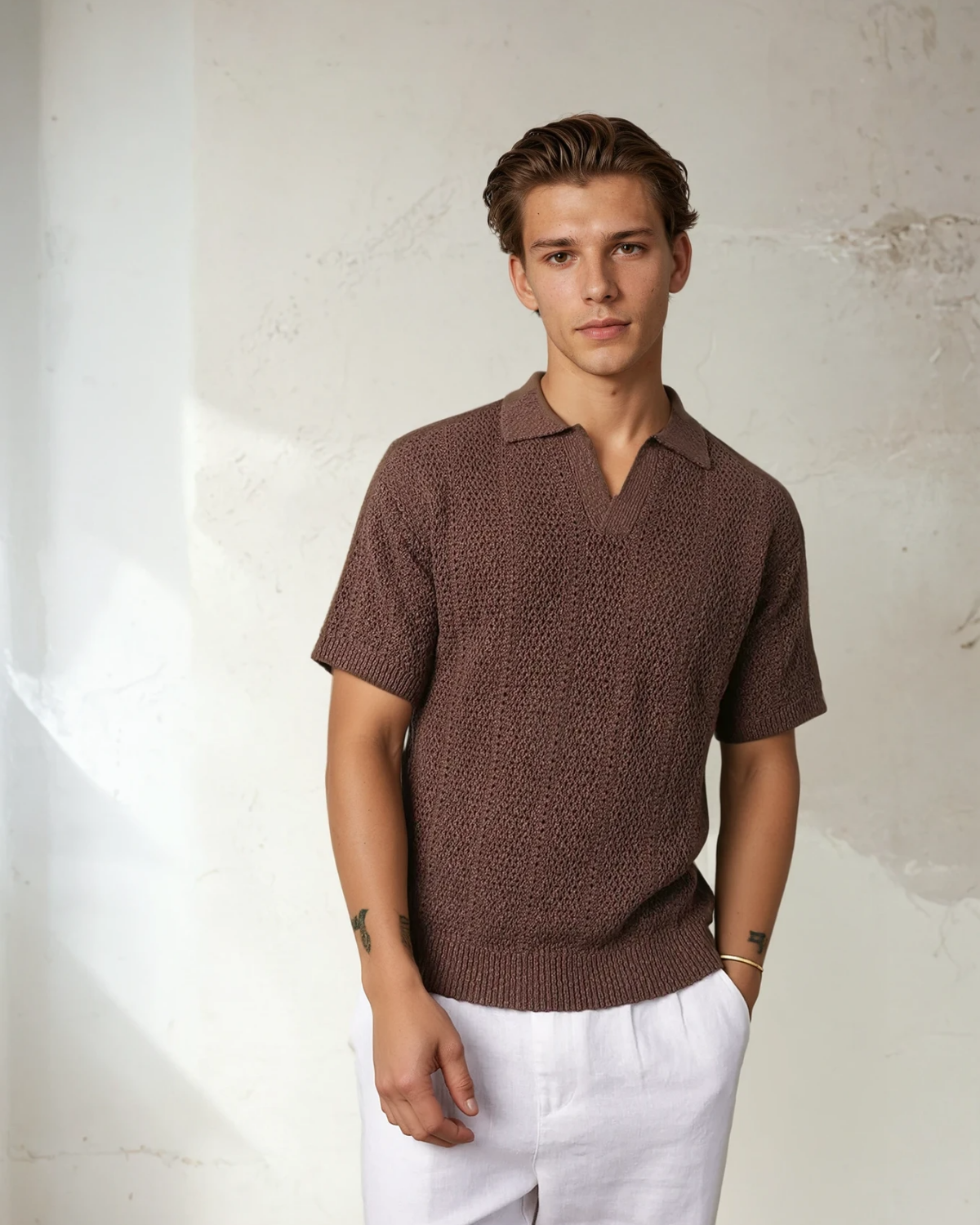 Maya Knit Polo Chocolate