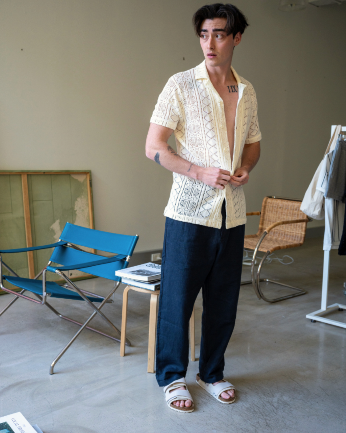 Linen Slack Pant - Midnight