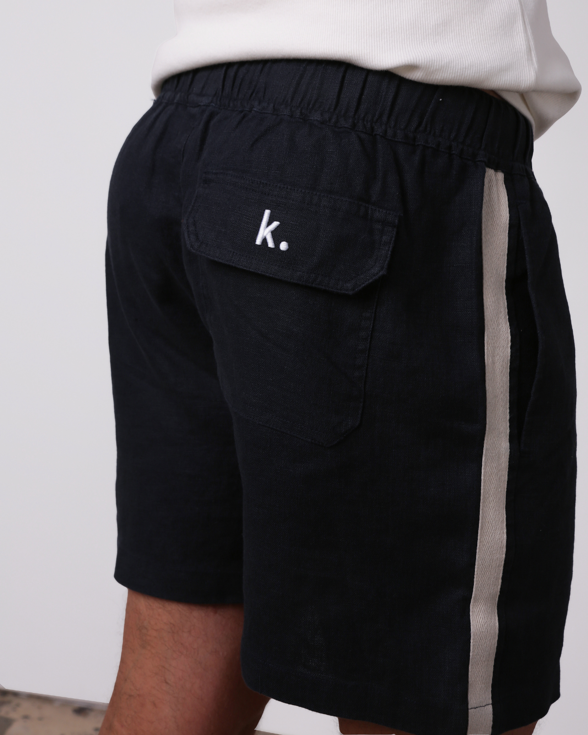 Amalfi Stripe Linen Short - Midnight