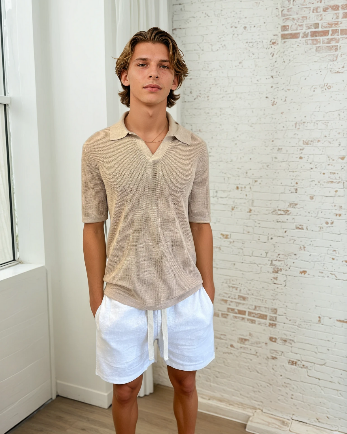Lucca Linen Polo Sand