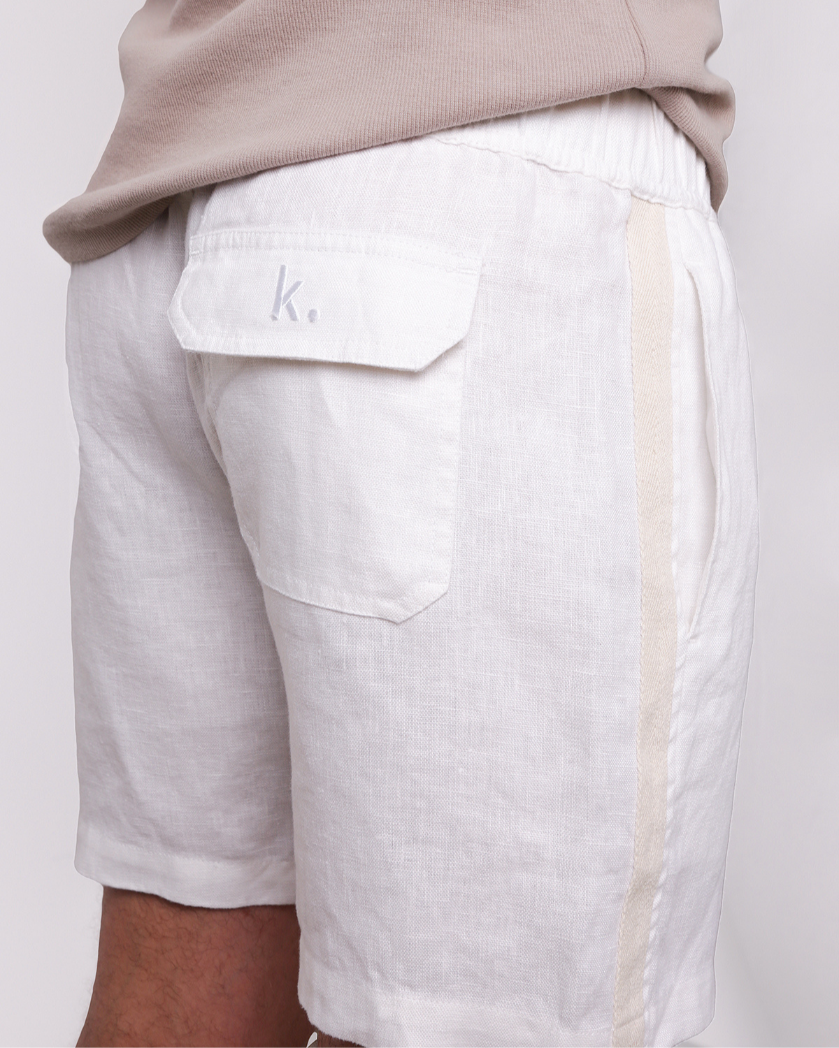 Amalfi Stripe Linen Short - White