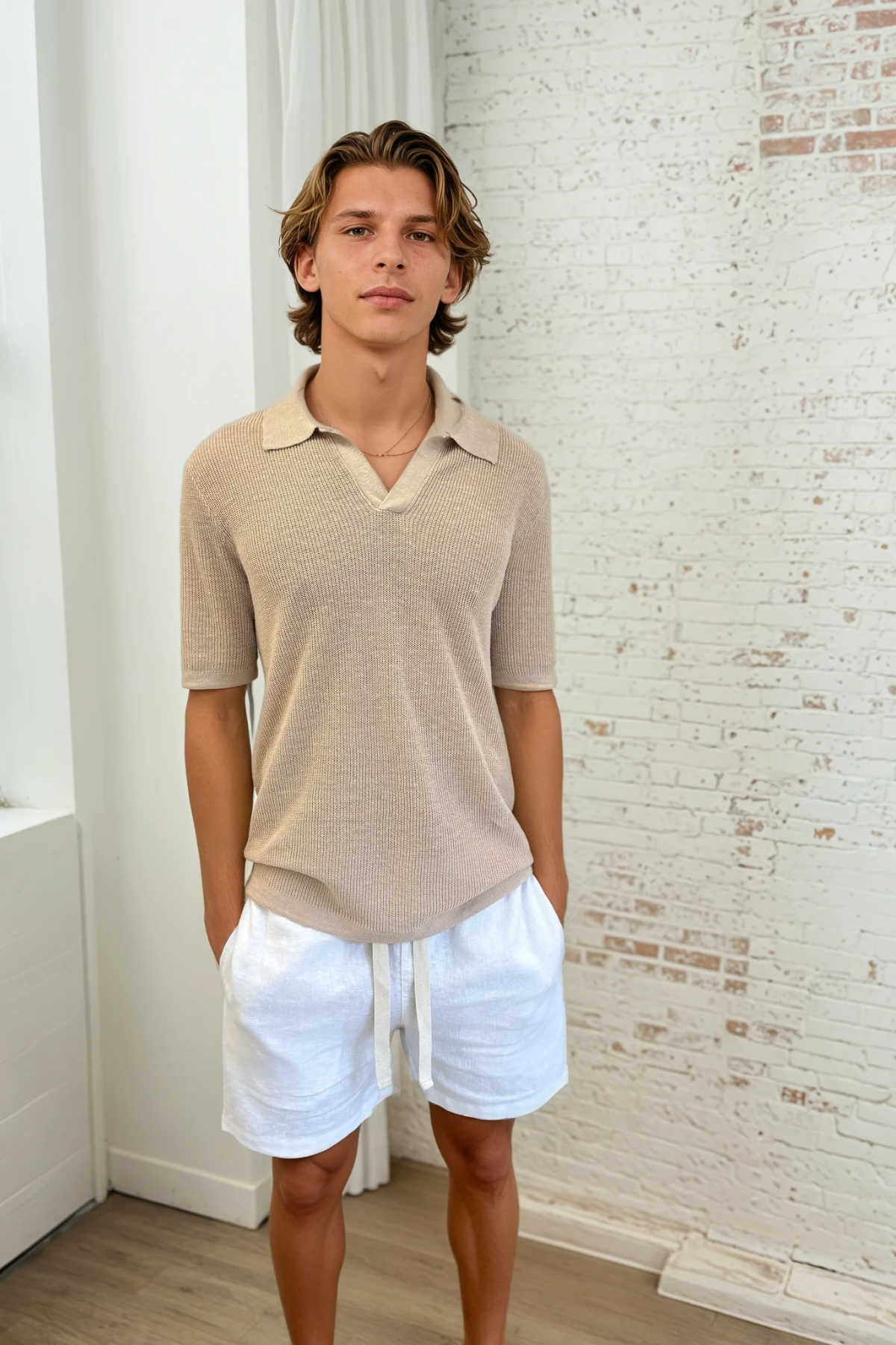 Lucca Linen Polo Sand