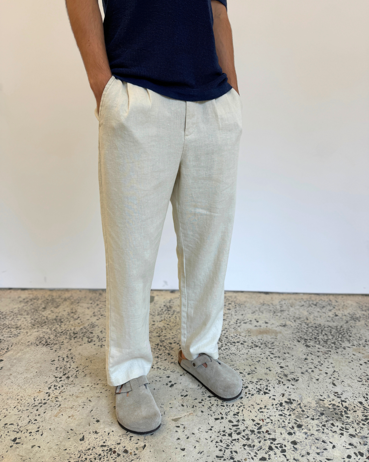 Linen Slack Pant - Hay