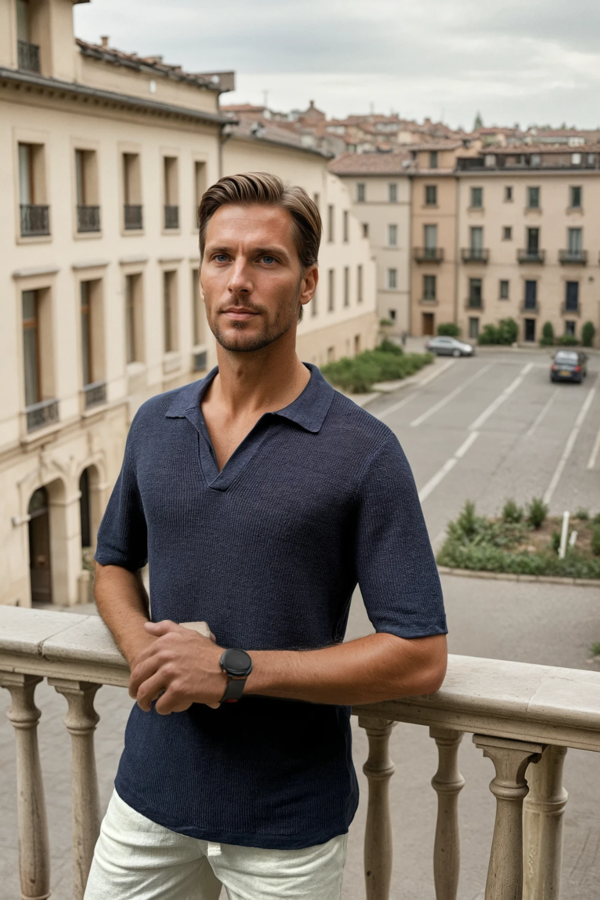 Lucca Linen Polo Midnight
