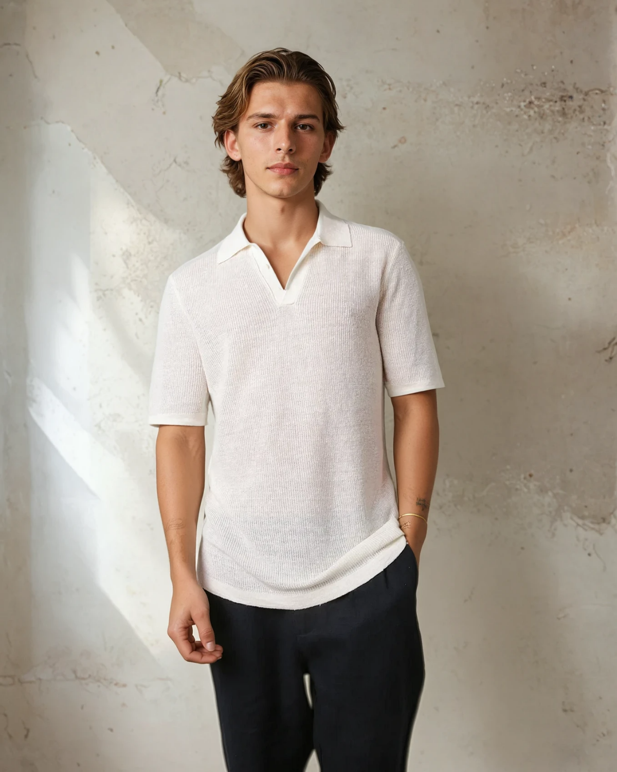 Lucca Linen Polo Cream