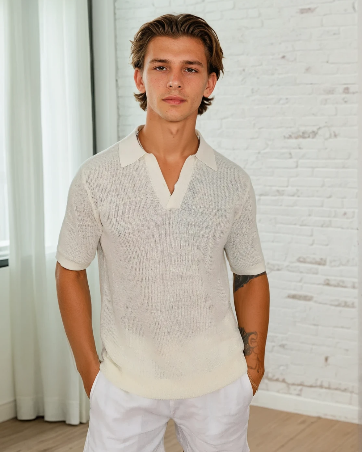 Lucca Linen Polo Cream