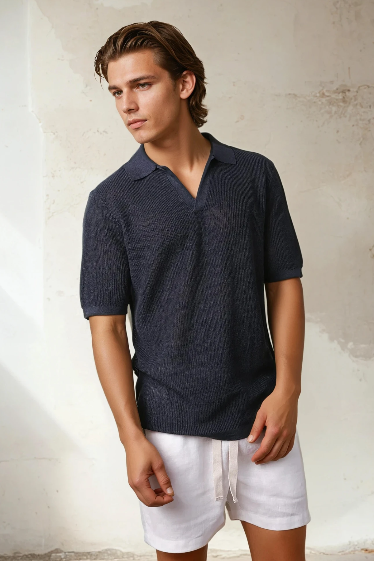 Lucca Linen Polo Midnight
