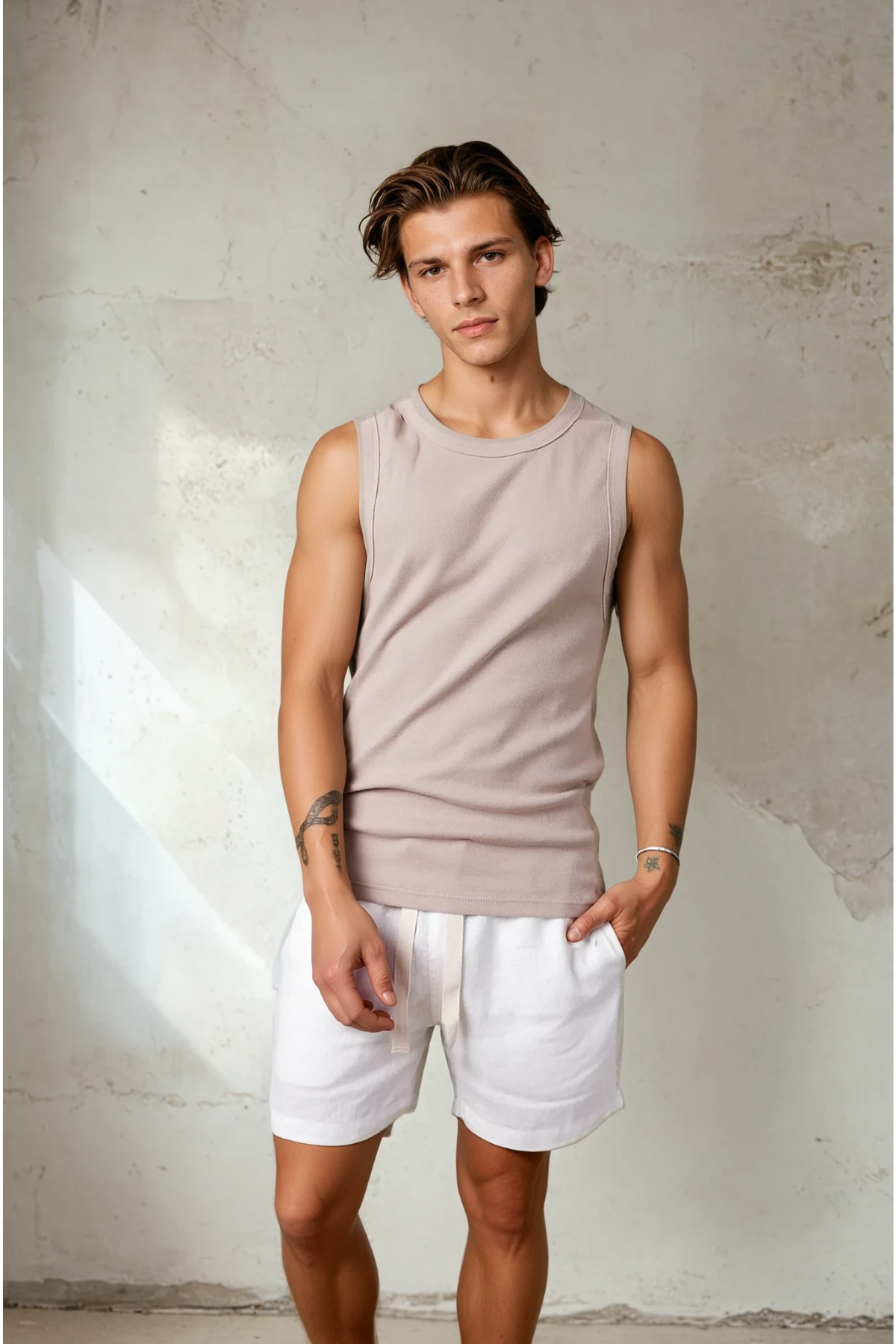 Amalfi Stripe Linen Short - White