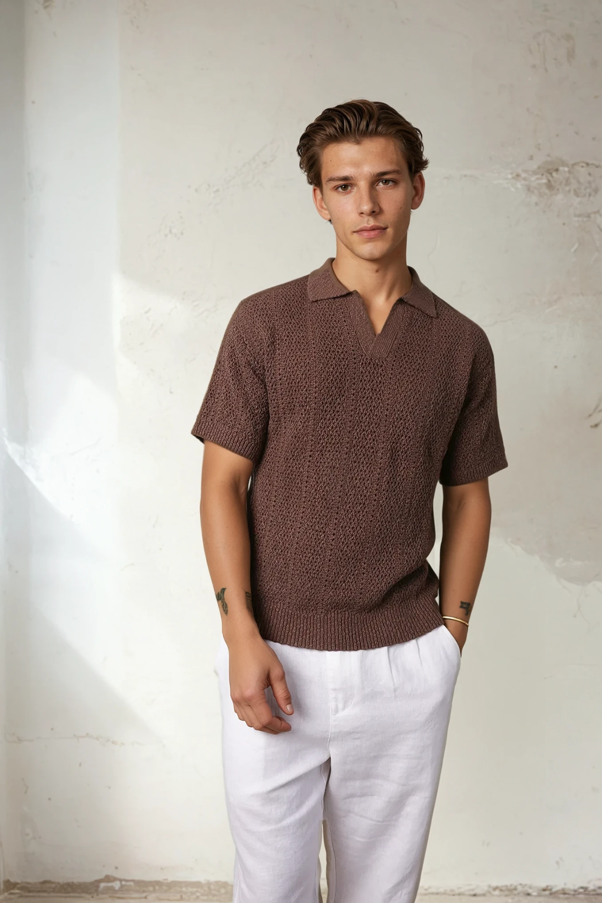 Maya Knit Polo Chocolate