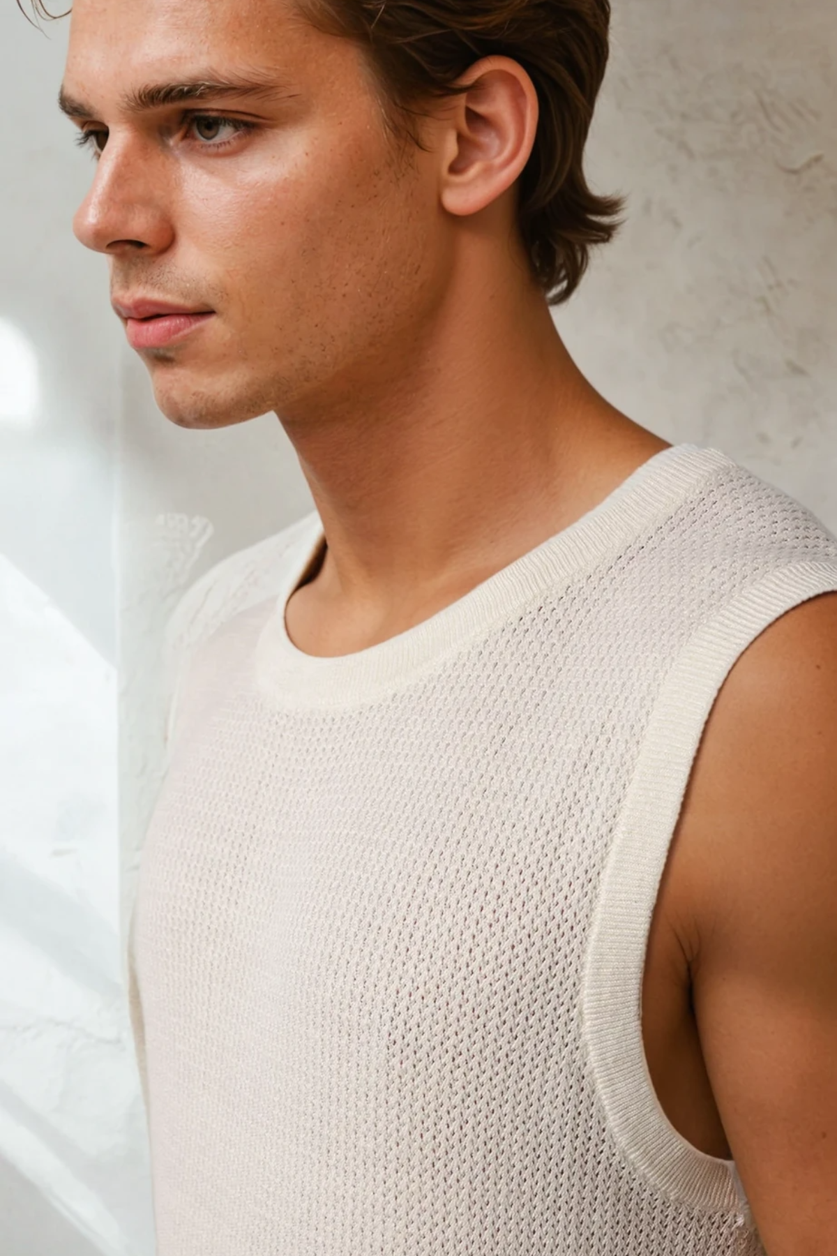Plane Knit Vest White
